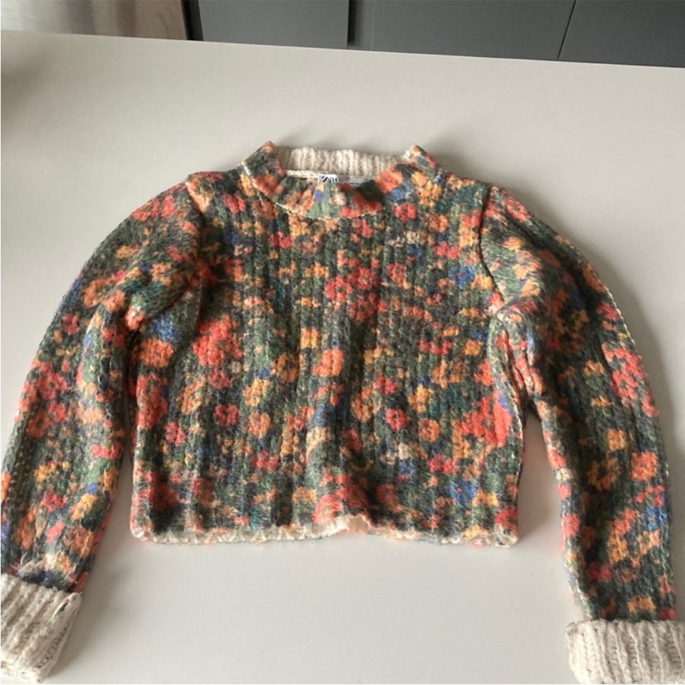 Zara Multicolor Crew Neck Sweater